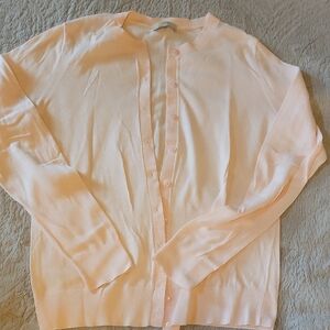 LOFT Light Pink Knit Button-Up Cardigan MEDIUM
